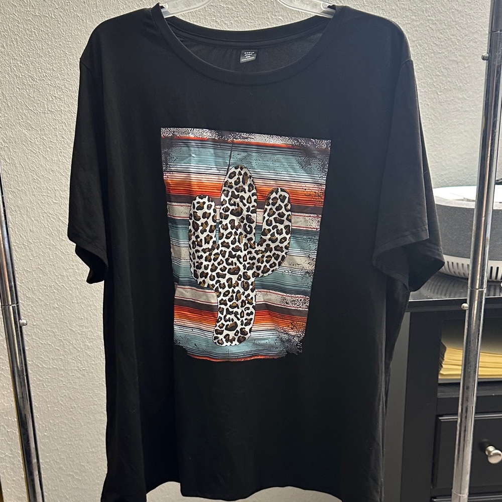 SHEIN Black Cactus Graphic Tee